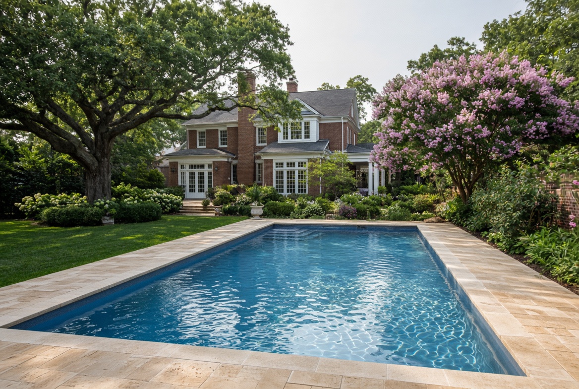 Clear pool at a Hampton Roads house, ready for the swim season
